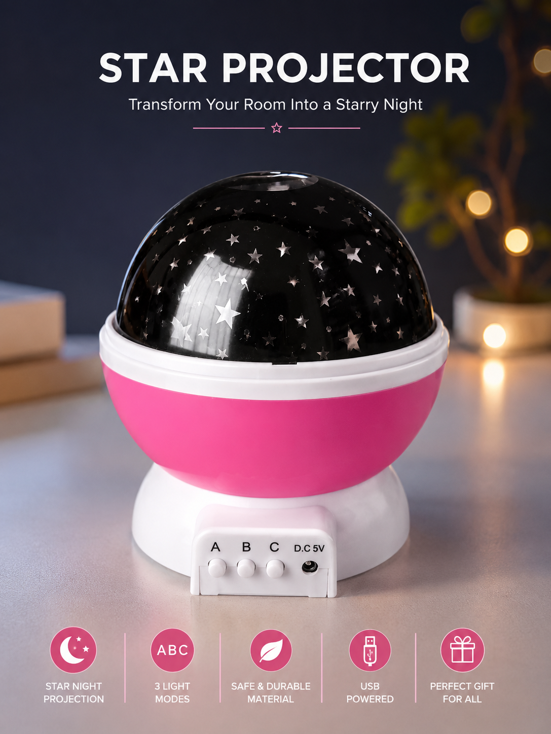 Star Night Projector Lamp (3 Mode LED Galaxy Light)