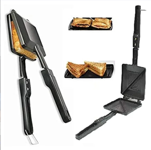 Exceptional Quality - Non -stick gas sandwich maker/toaster black and silver - Break Trend - Effortless Usage