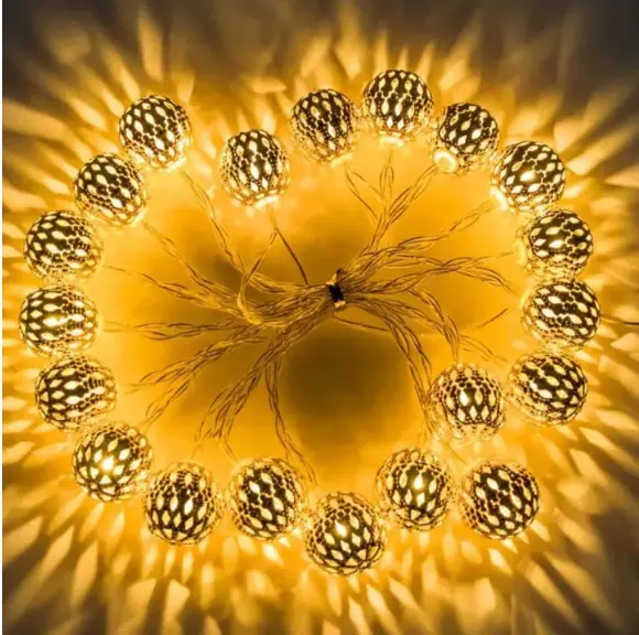 Golden Metal Ball Fairy Light, Metal Ball String Light - Fairy lights 20pcs string lights Party Wedding Decoration - Room Decoration Light - Room Decoration Light - Room Decoration Light - Fairy Lights - Multicolor