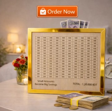 1,20,000 BDT Savings Challenge Frame – Money Saving Challenge Board with Gold Frame | Smart Budget Planner